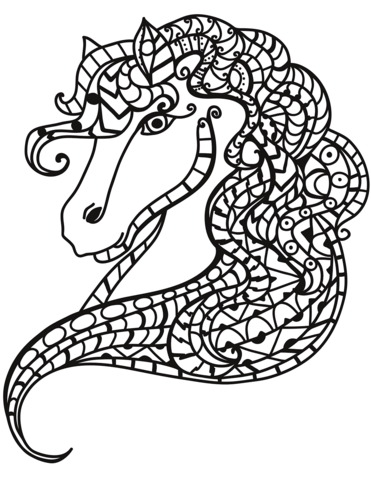 Horse Head Zentangle Coloring Page